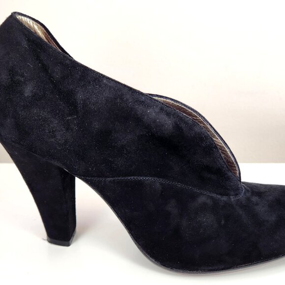 MARC JACOBS Suede Black Booties Made In Italy Size 41 Euro / US 11 Shoes Heels - Picture 3 of 16
